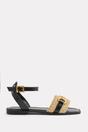 Black Bonnie Wide Fit Pu Straw Detail Strap Sandals, Image 2 of 5