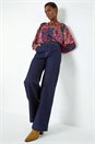 Red Patchwork Print V-Neck Stretch Jersey Shirt, Image 4 of 5