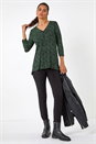 Green Spot Print Pleat Front Tunic Top, Image 1 of 6