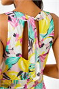 Pink Tropical Print Halter Neck Chiffon Dress, Image 5 of 5