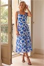 Blue Petite Floral Strappy Midi Dress, Image 2 of 4