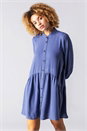 Denim Blue Dropped Waist Shirt Dress, Image 1 of 4
