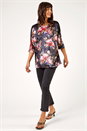 Black Floral Print Velvet Top, Image 3 of 5