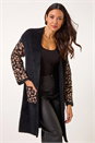 Black Animal Print Jacquard Cardigan, Image 1 of 5
