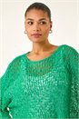 Green Light Weight Open Knit Jumper, Image 4 of 5