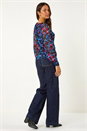 Red Mesh Printed Stretch Top, Image 3 of 5
