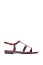 Burgundy 'Danielle' Flat Strappy Caged Square Toe Sandals With Buckle, Image 1 of 6