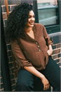 Chocolate Curve Textured Buttoned Tunic Top, Image 1 of 7