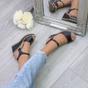 Black AJVANI Black High Wedge Heels Ankle Strap Cork Sandals, Image 5 of 6