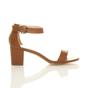 Tan AJVANI Tan Mid Block Heel Ankle Strap Sandals, Image 2 of 6