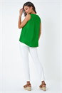 Green Pleat Detail Vest Top, Image 3 of 5