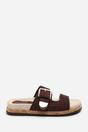 Dark Brown Avenue Buckle Footbed Suede Sandal, Image 2 of 6
