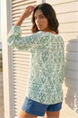 Green Ikat Print V-Neck Tunic Top, Image 3 of 4