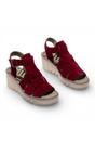Red Womens Leather Wedge Sandals BAIC621FLY, Image 2 of 5