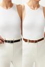 Multi Double Pack Square Buckle Slim Women’s Belt Set, Image 1 of 3