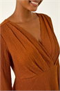 Copper Textured Wrap Midi Dress, Image 5 of 5