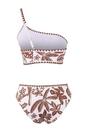 Multi One Shoulder Tropical Print High Waisted Bikini Set, Image 4 of 5