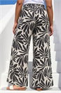Black Curve Leaf Print Metallic Wide Leg Trouser, Image 3 of 4