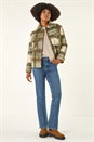 Green Check Print Button Borg Jacket, Image 2 of 5