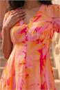 Orange Abstract Painted Floral Hanky Hem Dress, Image 4 of 4
