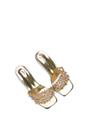 Gold 'Amara' Mid Stiletto Heel Diamante Strappy Heeled Mules, Image 6 of 6