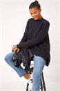 Black High Neck Longline Knit Jumper, Image 1 of 5