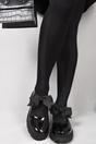 Black Taylee Chunky Sole Patent Ballet Flats With Bow Detail, Image 4 of 4
