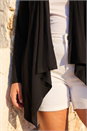 Black Curve Waterfall Front Jersey Cardigan, Image 4 of 4