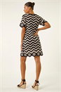 Black Zig Zag Crochet Shift Dress, Image 2 of 4