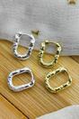 Gold Sterling Silver U-Shape Hammered Huggie Hoops, Image 2 of 3
