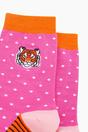 Pink Embroidered Tiger Combed Cotton Socks, Image 2 of 4