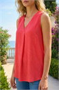 Coral Textured Pleat Front Vest Top, Image 4 of 4