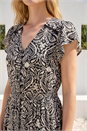 Black Paisley Print Buttoned Midi Dress, Image 4 of 4