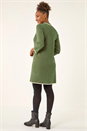 KHAKI Contrast Zip Collared Knit Dress, Image 3 of 5