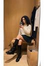 Black iKrush Black Verira Patent Knee High Block Heel Boots, Image 7 of 8