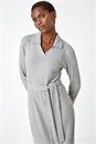 Grey Ribbed Midi Jumper Stretch Dress, Image 5 of 5