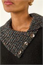 Black Collared Buttoned Knit Jumper, Image 5 of 5