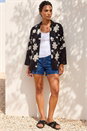 Black Floral Embroidered Collared Shirt, Image 2 of 4