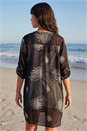 Black Floral Print Longline Blouse, Image 3 of 4