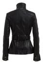 Black Womens Leather Military Biker Jacket, Image 3 of 3