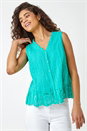 Jade Embroidered Sleeveless Crinkle Blouse, Image 1 of 5