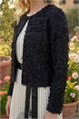 Black Textured Edge To Edge Jacket, Image 4 of 4
