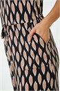 Black Abstract Print Drawcord Stretch Midi Dress, Image 5 of 5