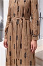 Taupe Belted Embroidery Dress, Image 4 of 4