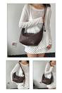 Brown Crescent Shoulder Bag With Flower Charm, Image 3 of 3