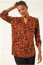 Copper Spot Print Stretch Top, Image 2 of 5