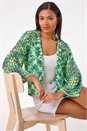 Denim Blue Spacedye Knit Cardigan, Image 1 of 5