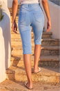 Light Denim Stretch Knee Length Pedal Pusher, Image 3 of 4