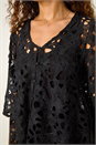 Black Lace Detail HighLow Hem Button Up Blouse, Image 5 of 5