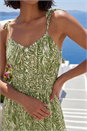 Green Dusk Abstract Print Strappy Midi Dress, Image 4 of 4